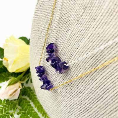 Amethyst Stone Necklace - February Birthstone - Gold over Sterling or Sterling Silver Adjustable Length from above