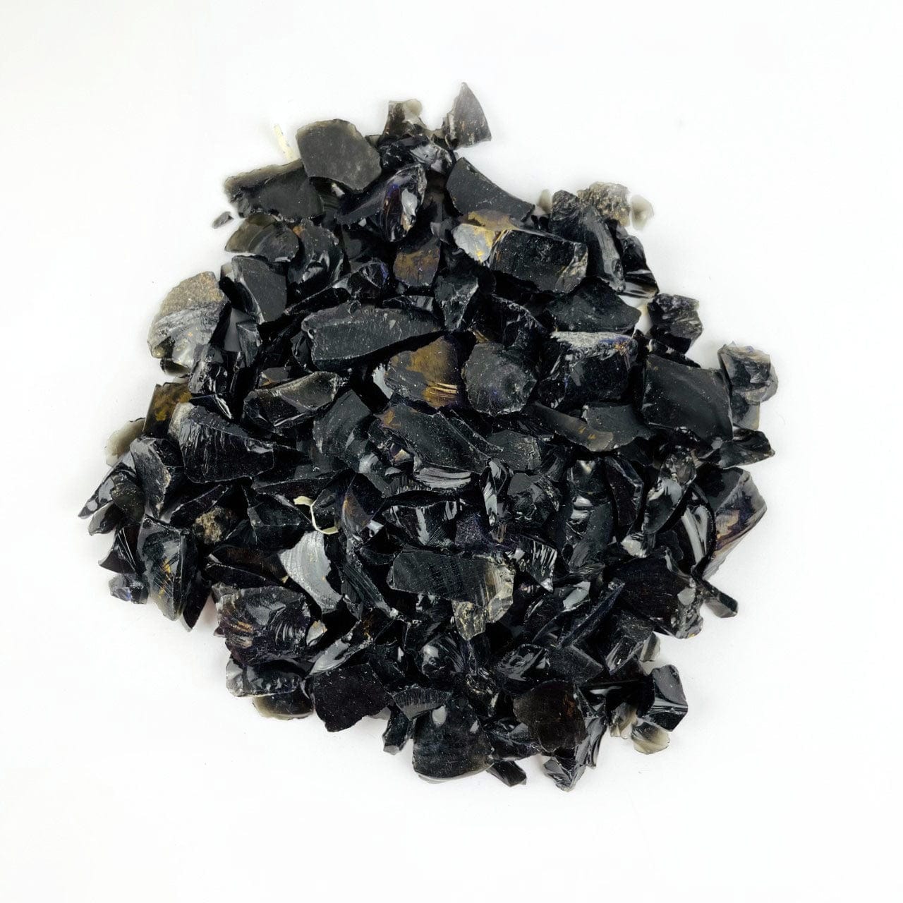 Black Obsidian Stones in a pile for showing amount in box