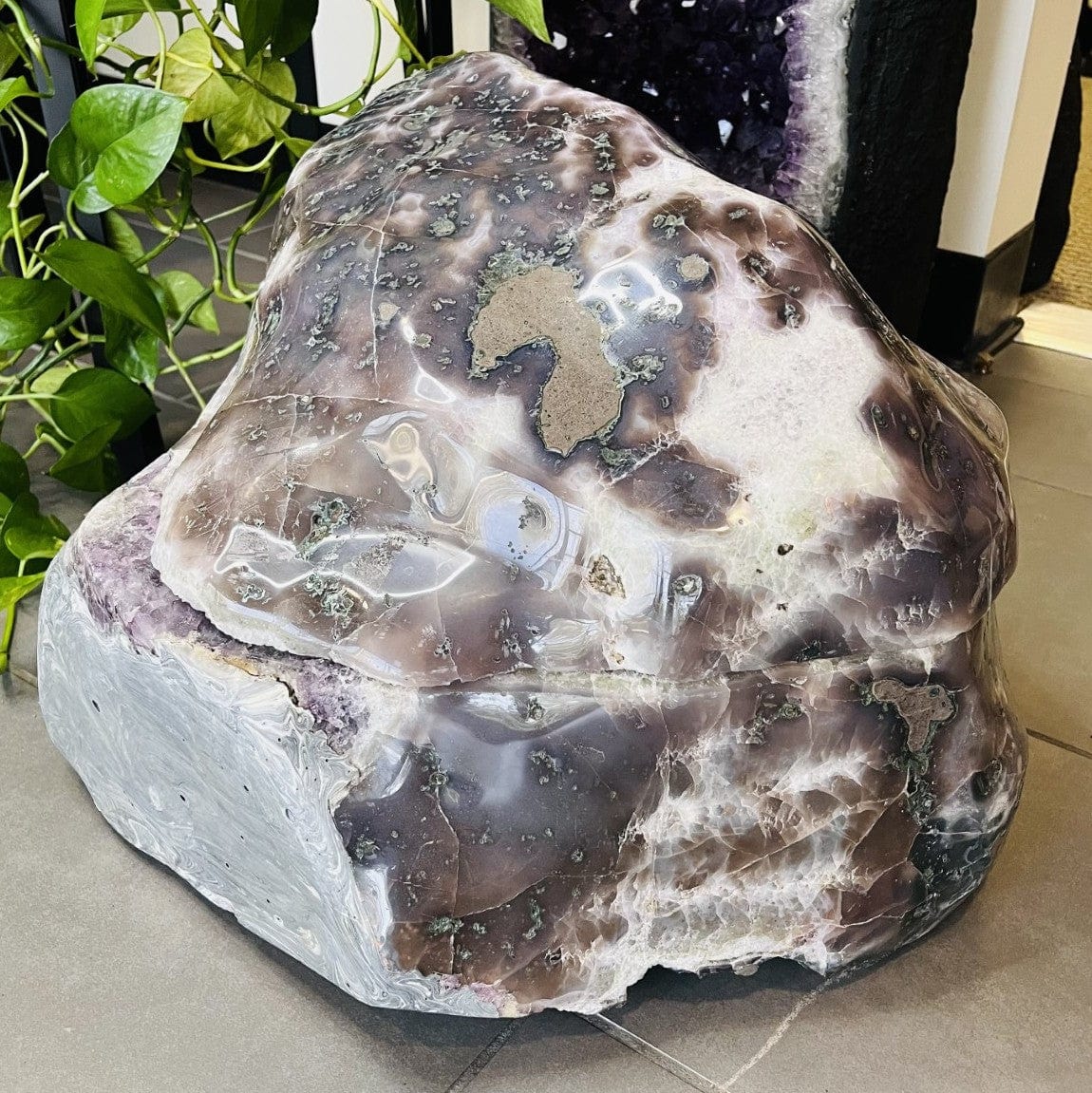Amethyst Polished Cave Geode with a Lid in place on top