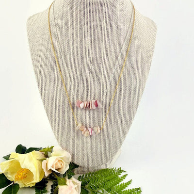 Pink Opal Stone Necklace - October Birthstone - Gold over Sterling or Sterling Silver Adjustable Length