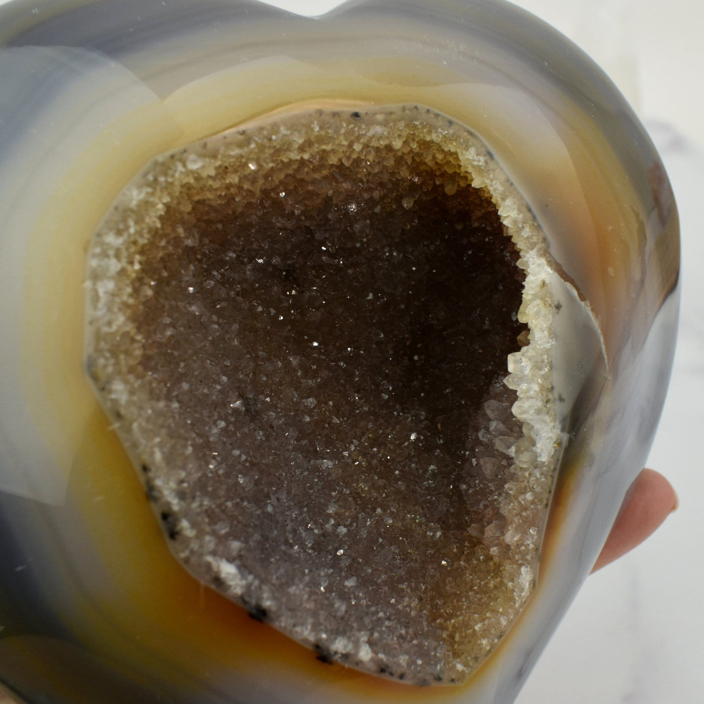 Close up of Agate Druzy Heart - OOAK - (DOOAK-S24-05) druzy.