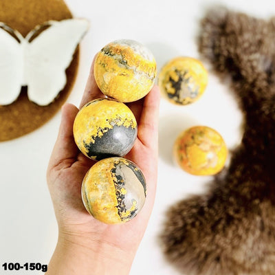 Bumble Bee Jasper Spheres - 3 larger in a hand