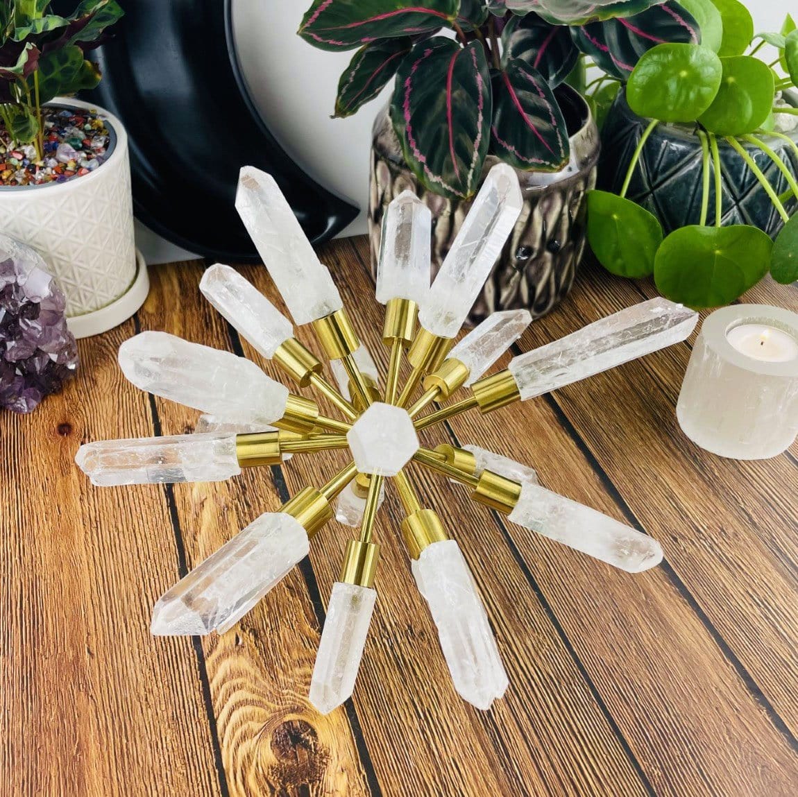 Crystal Point Spike Globe with decorations in the background