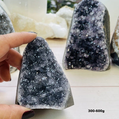 amethyst cut base in 300-600g with others in the background