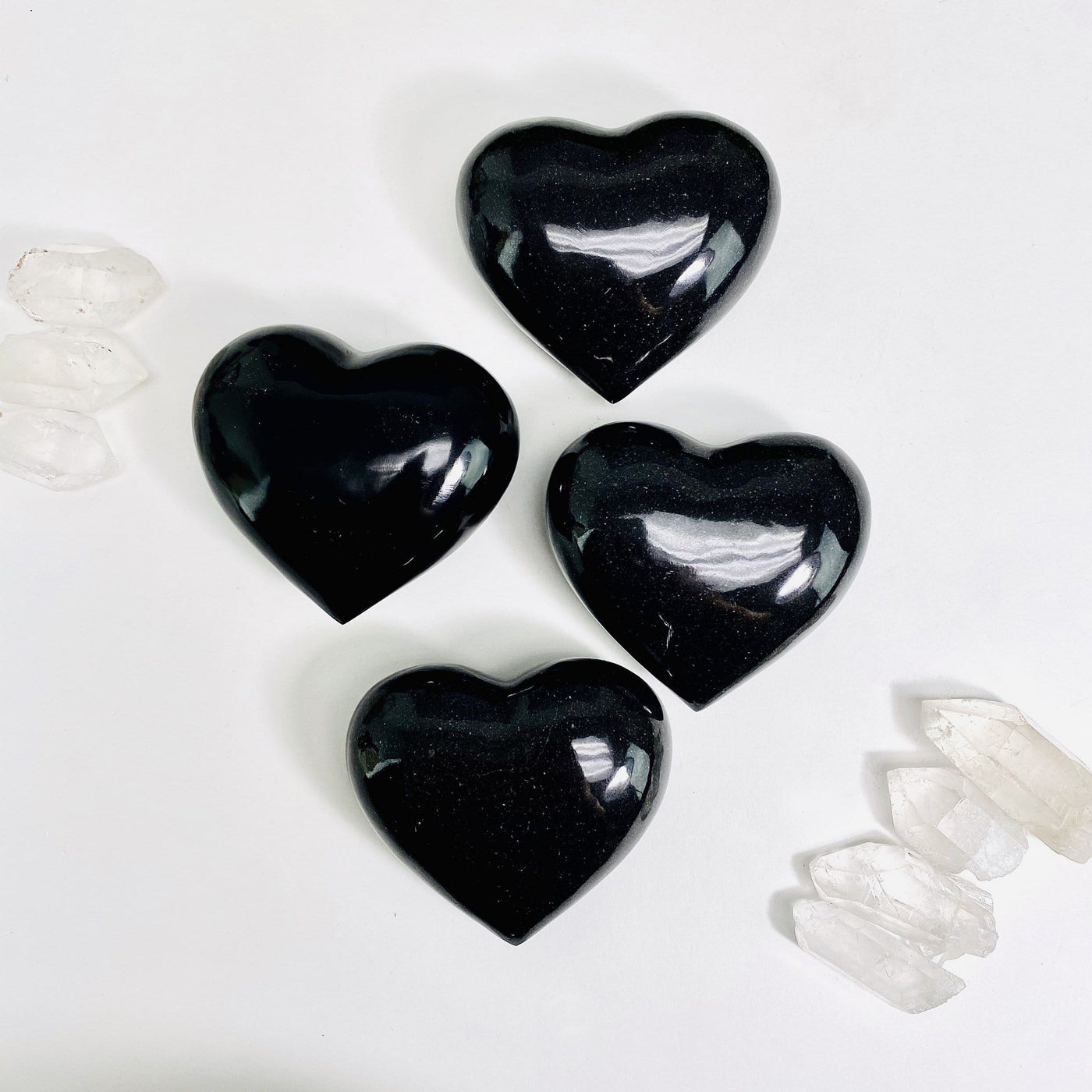 4 black onyx hearts