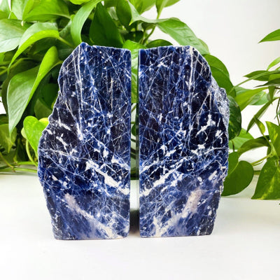 Sodalite Bookends up close view to show detail in color and pattern characteristics