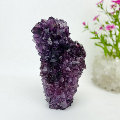 large purple salt crystal formation on display