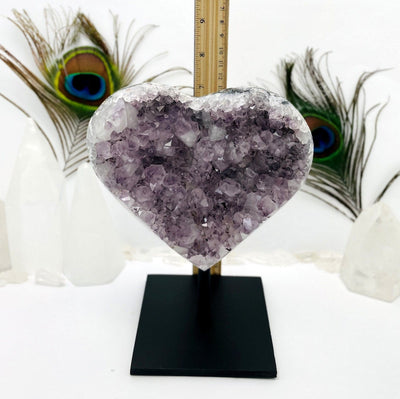 Amethyst Cluster on Metal Stand with ruler for size reference