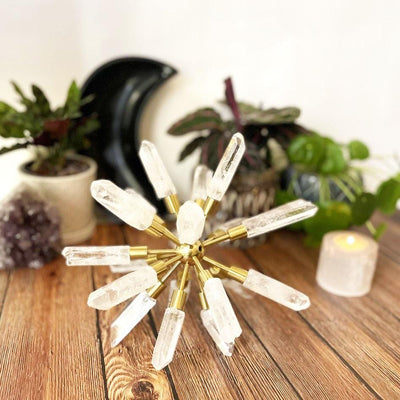 Crystal Point Spike Globe with decorations in the background