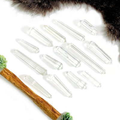 crystal wands on a table