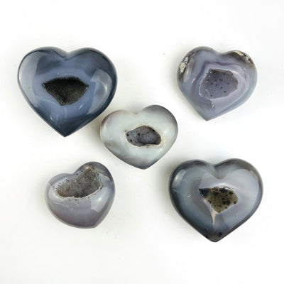 5 Agate Hearts with Druzy Centers 