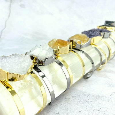close up of bracelets on a cylinder