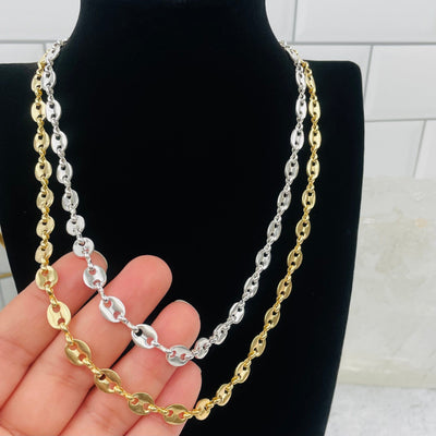 Fancy Link Chain Necklace - Silver or Gold -