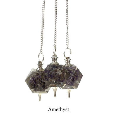 Three Amethyst Pendulum with silver chain