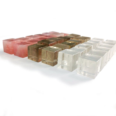 side view of 6 Sided Gemstone Cubes for thickness reference