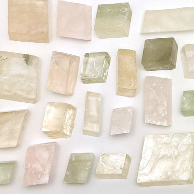 Optical Calcite pieces - several in rows