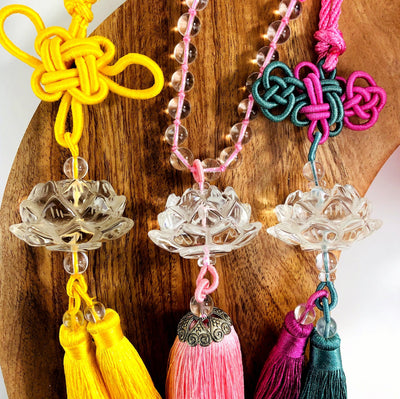3 different colored Lotus Flower Colored Tassels