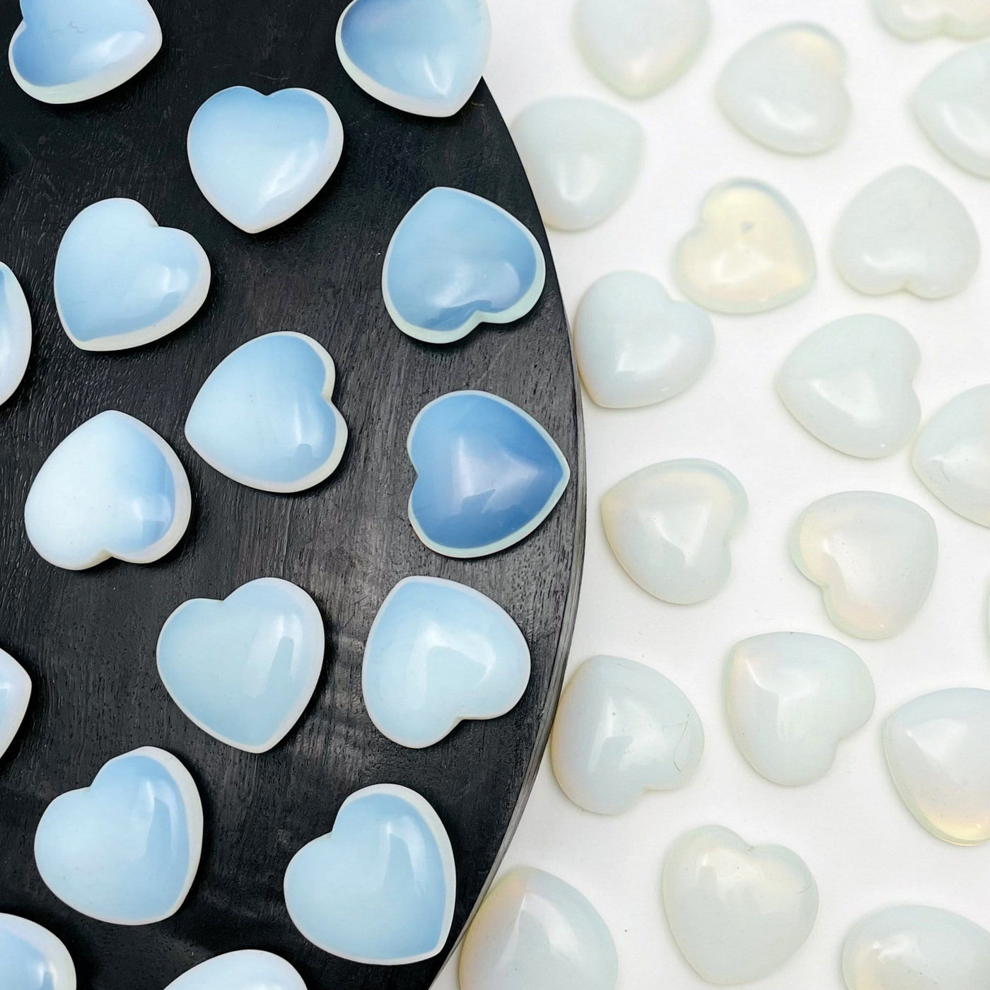 Opalite Heart - several on a table