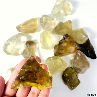 close up of citrine in a hand
