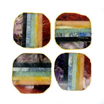 overhead view of seven chakra coasters for possible variations 