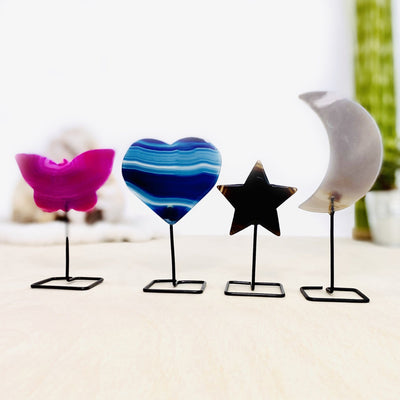 Picture of all of the shapes we have available on metal stands.