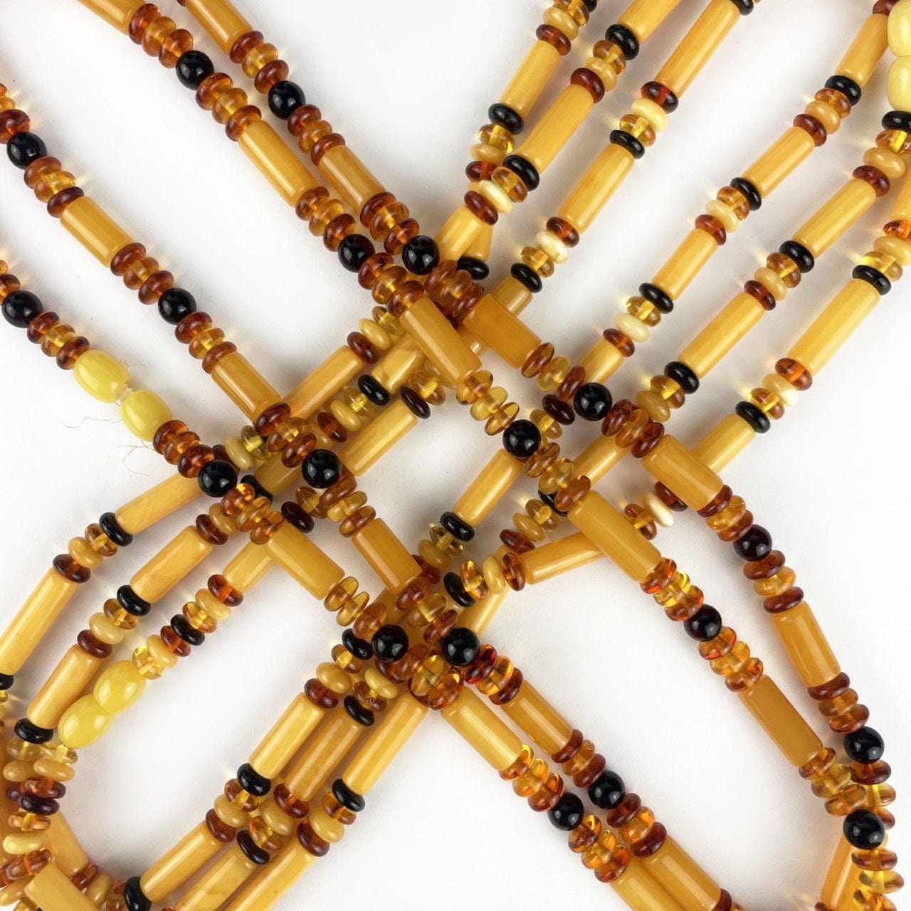 Amber Beaded Necklace with Assorted size and color of Beads