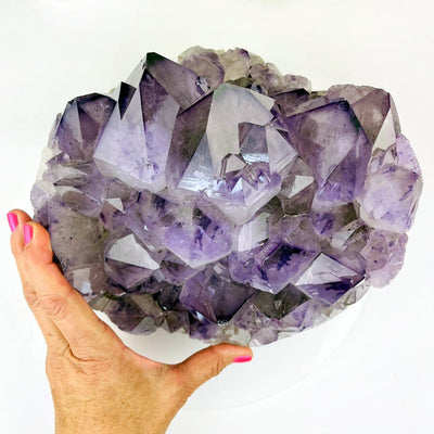 Amethyst Crystal Cluster  - Large Gorgeous Crystals with Polished Sides with a hand for sizing