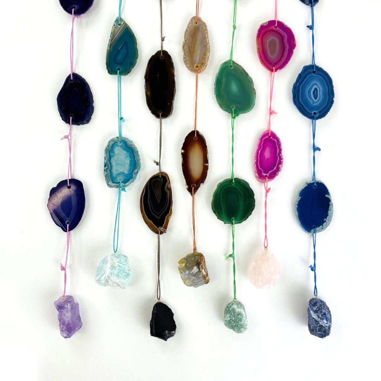 Agate Wall Hanging with Accent Stone on Cotton Cording (WCHM-S2)
