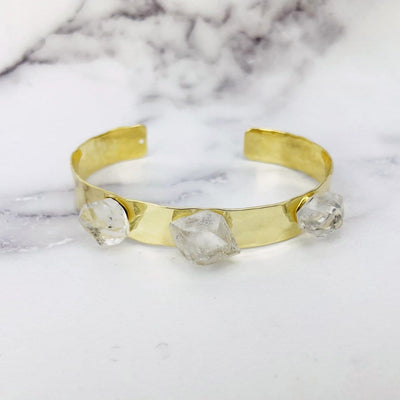 Triple Point Bracelet with Hammered Electroplated 24k Gold Band