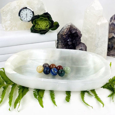 Selenite Extra Large Oval Bowl - Charging Station