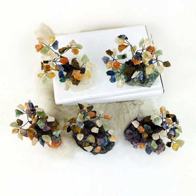 Gemstone Assorted Crystal Trees with Rough Stone Base from top view of trees