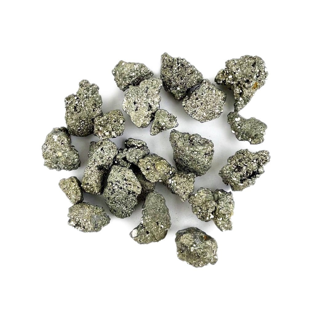 Pile of Rough Pyrite on white background