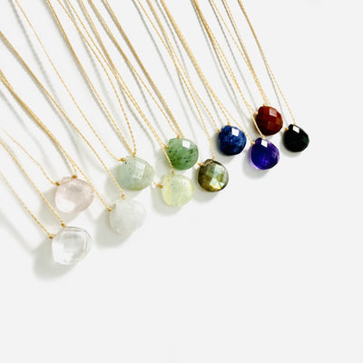 Gemstone Drop Bead Finished Necklaces in all available stones staggered next to each other
