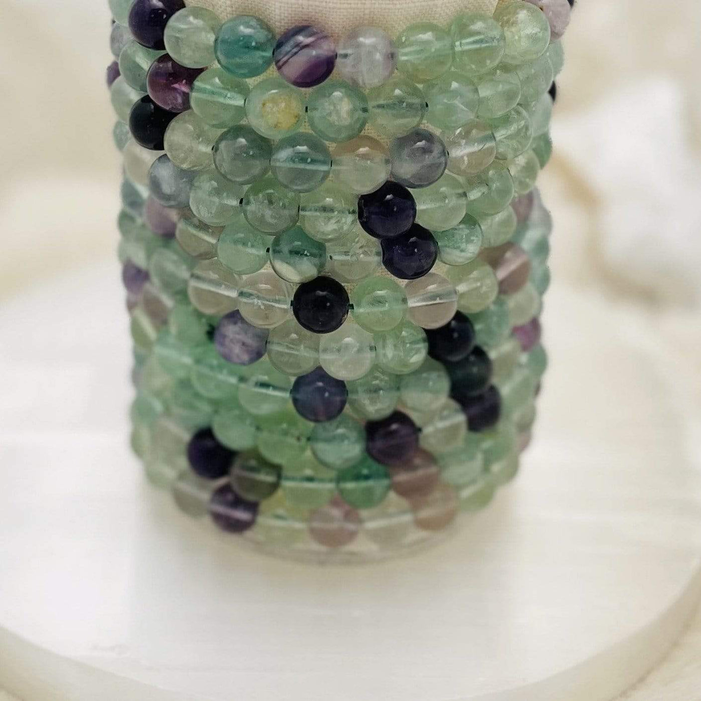 close up of the round bead bracelets 
