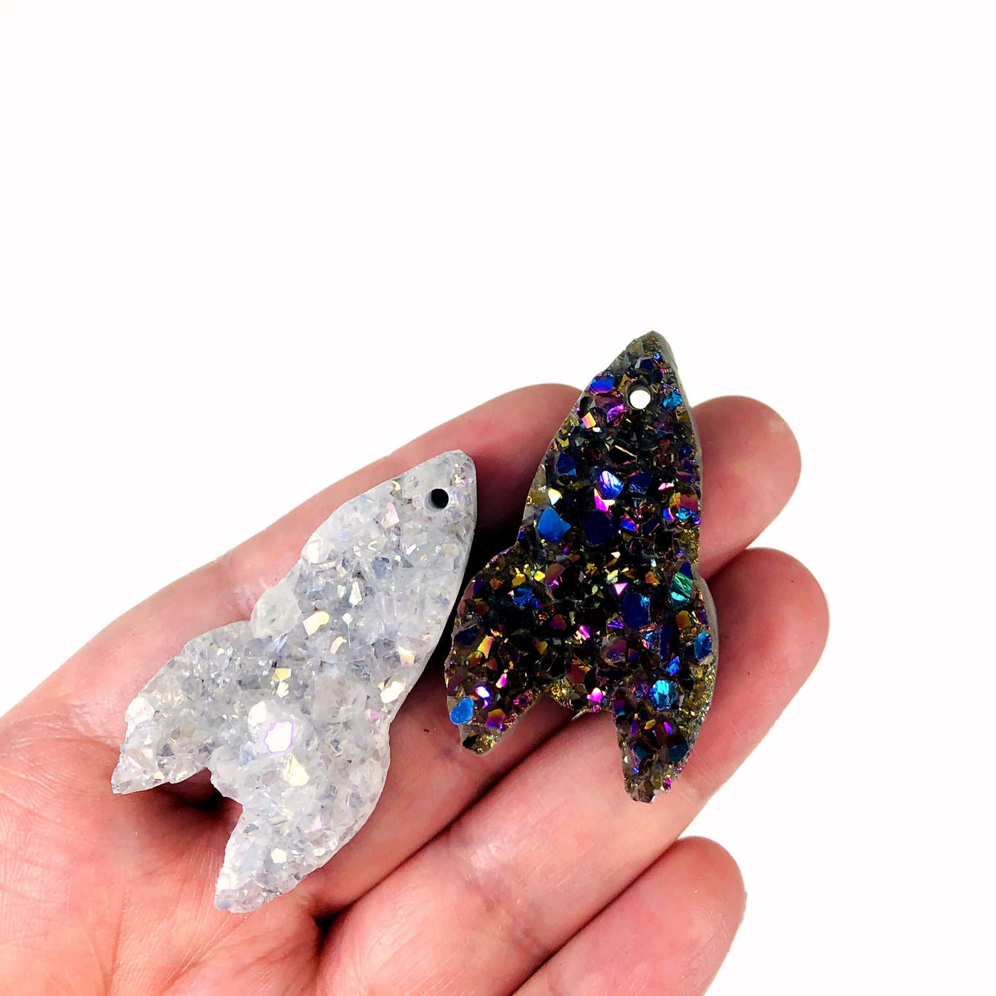 Druzy Rocket Shaped Cabochons  - 2 in a hand