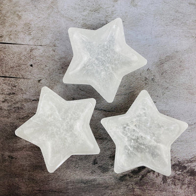 3 Selenite Star Bowls - Charging Stations from above