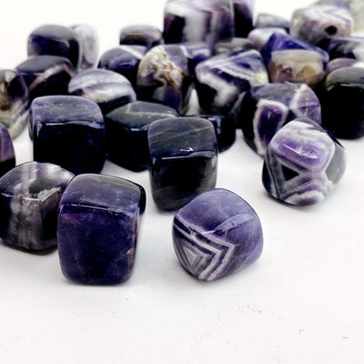 close up of the details on the chevron amethyst cubes 