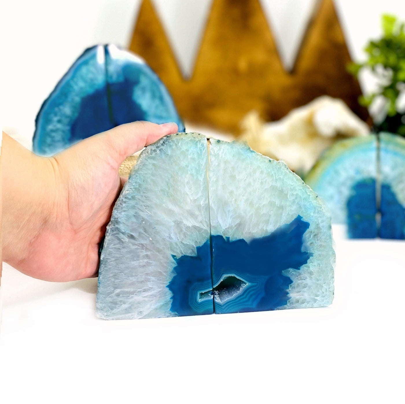 Geode Bookend Teal Agate Bookend Pair - 3 to 6 lb - Geode Bookend ...