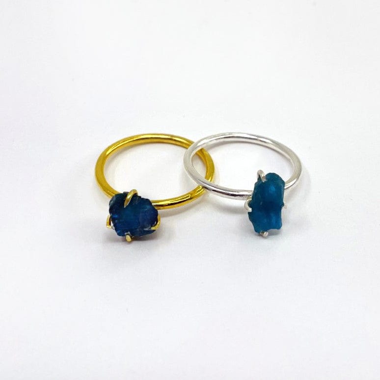 gold and silver Apatite gemstone rings