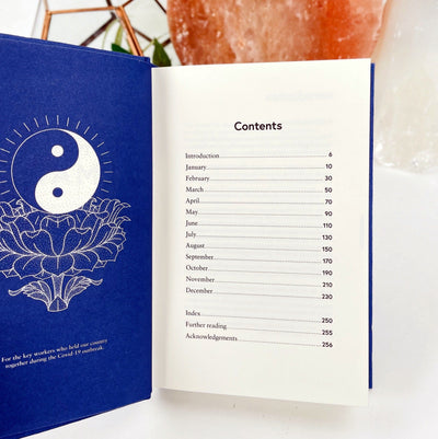Your Spiritual Almanac by Joey Hulin opened up to table of contents