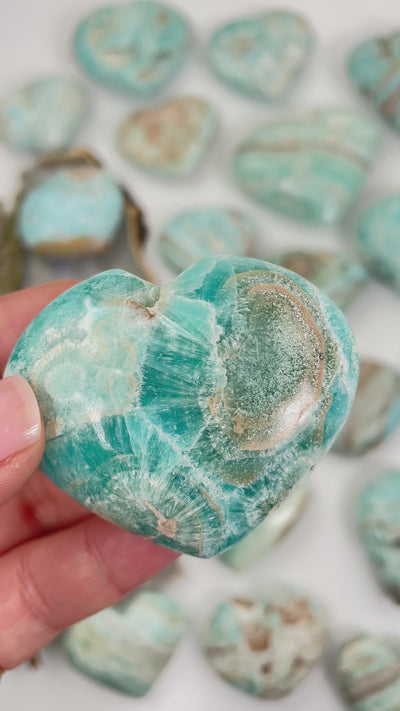 Blue Aragonite Heart Stones - Also known as Caribbean Calcite - By Weight