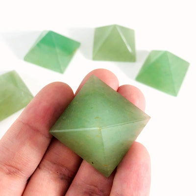 Green Aventurine Pyramid in a hand for size reference