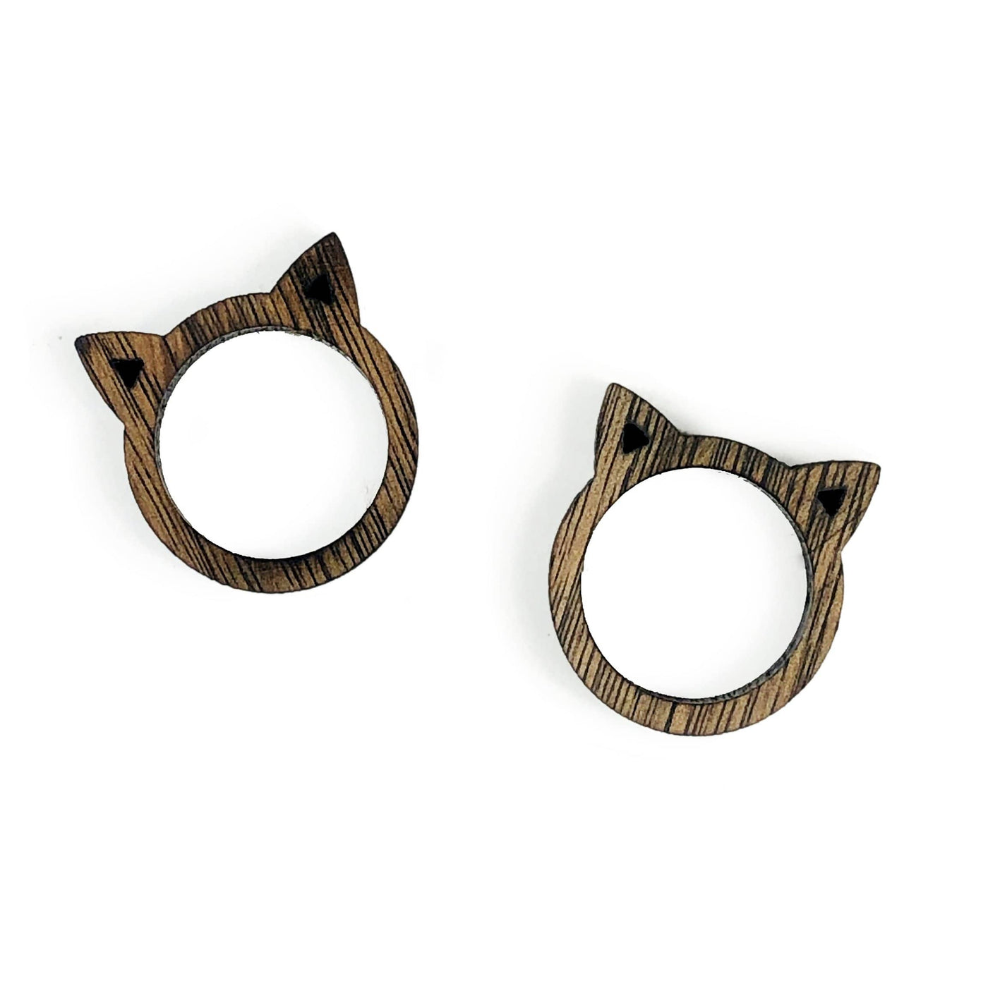 Wooden Cat and Ring Shaped Rings - 2 cat rings