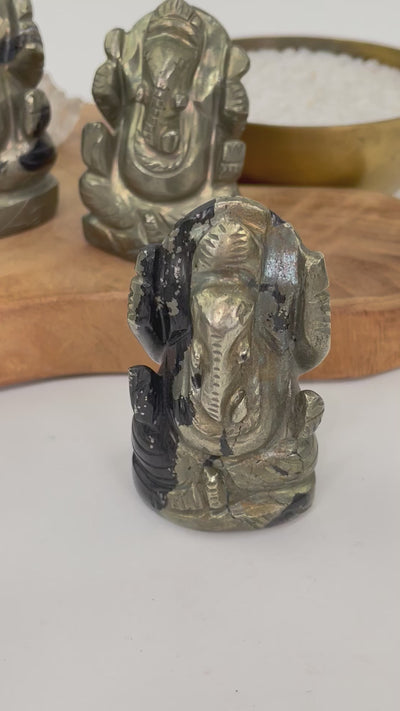 Pyrite Elephant Ganesha Carving - You Choose -