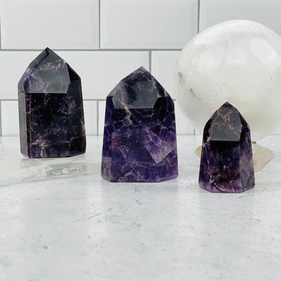Purple Amethyst Points displayed as home decor 