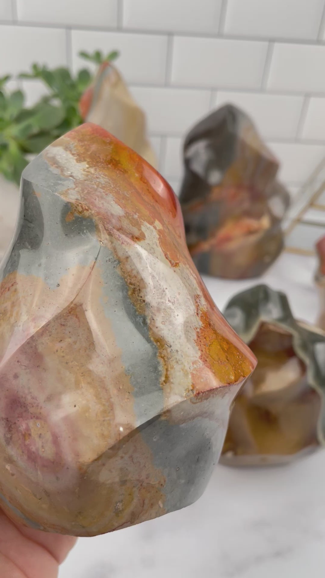 Polychrome Jasper Polished Flame Points - By Weight
