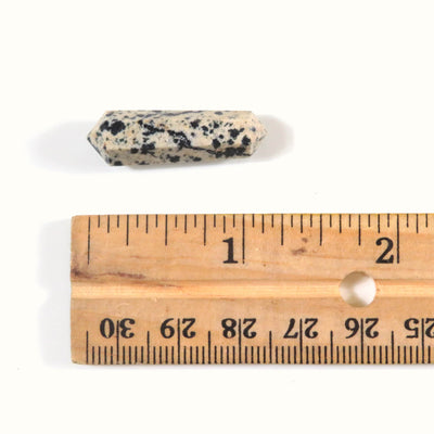Jasper Double Terminated Pencil Point next to a ruler for size reference