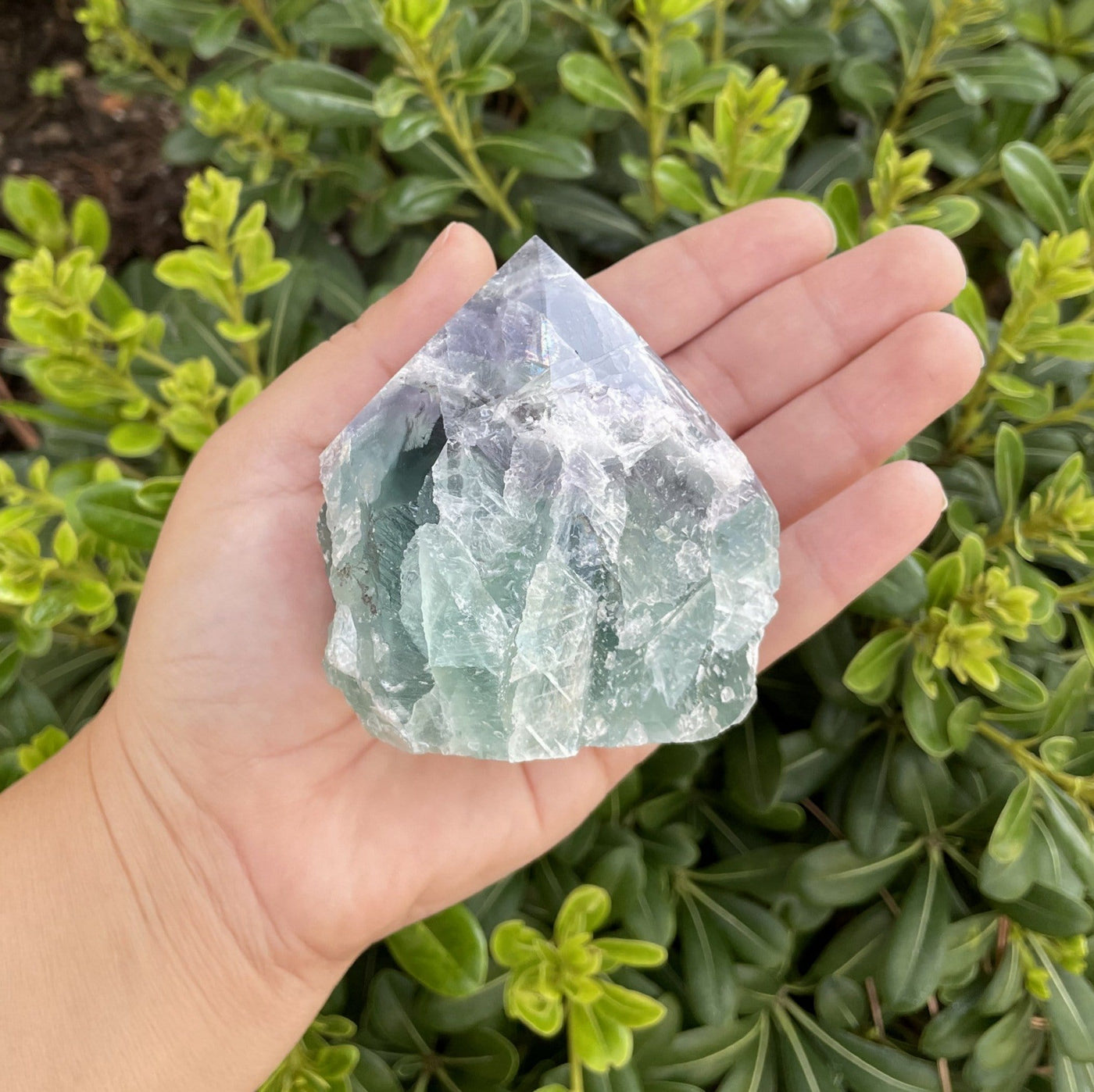 Fluorite Semi-polished Point  - in a hand