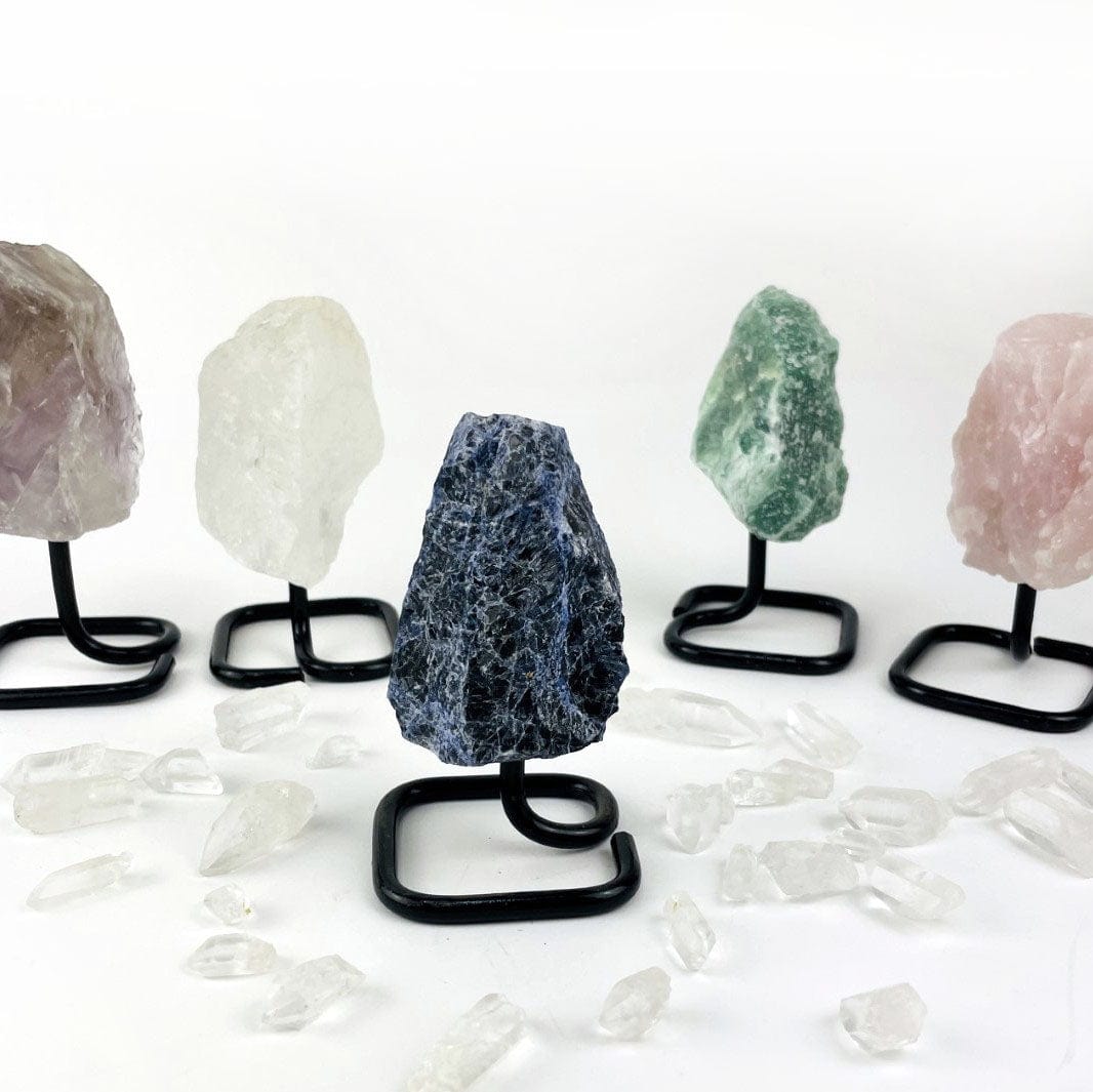 Rough Stone on Metal Stand showing up close the sodalite