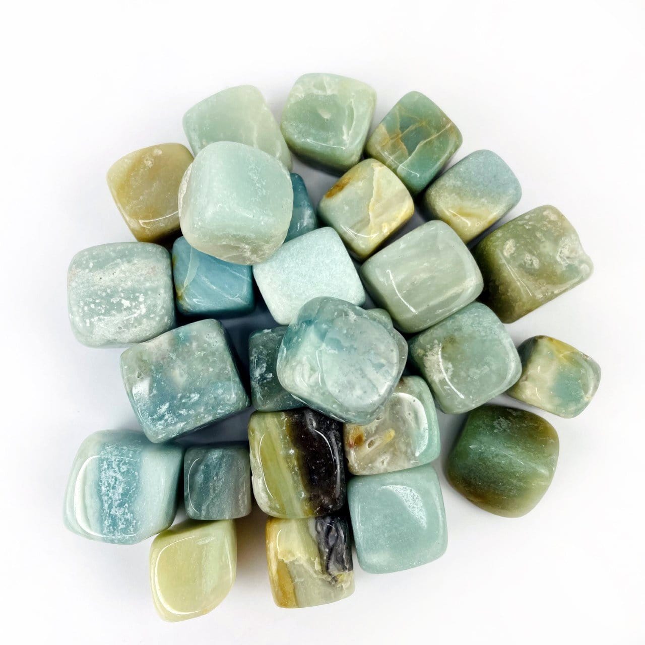 Amazonite Tumbled Cubed Stones 1 lb bag - Large Polished Beauties - (T ...